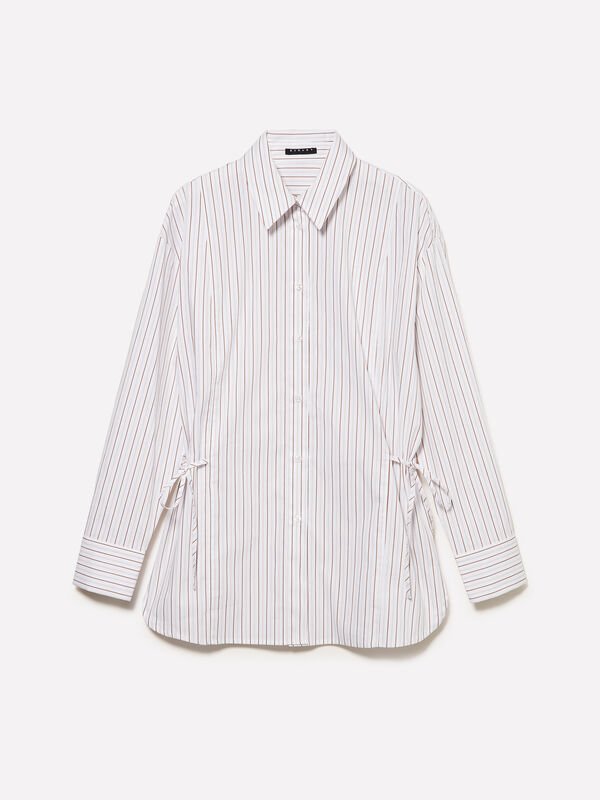 Camicia a righe con laccetti - camicie da donna | Sisley