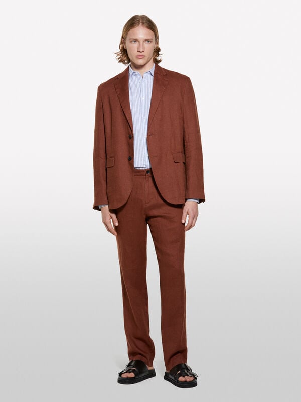 Blazer marrone scuro 100% lino Blazer marrone scuro 100% lino - blazer da uomo | Sisley
