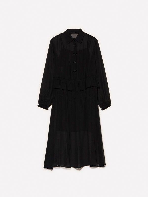 Vestito lungo con rouches - vestiti lunghi da donna | Sisley