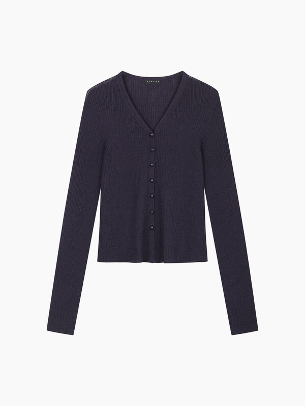 Cardigan blu con bottoni a perla - sisley k cardigan | Sisley K