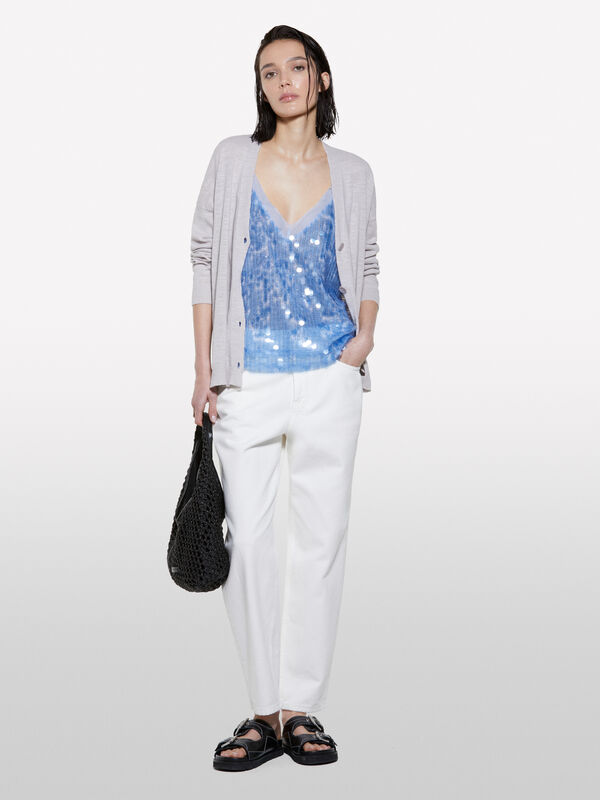 Cardigan grigio in maglia Cardigan grigio in maglia - cardigan da donna | Sisley