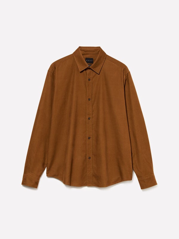 Camicia marrone in velluto a costine Camicia marrone in velluto a costine - camicie regular da uomo | Sisley
