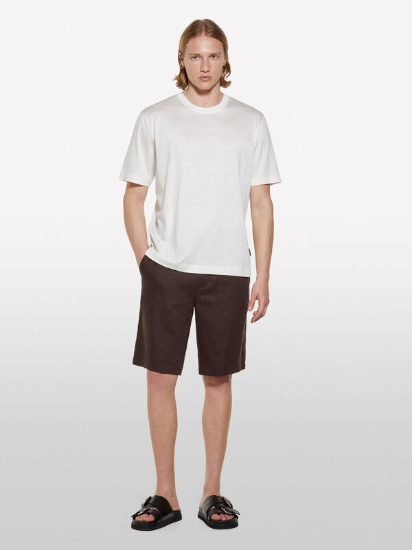 T-shirt bianco panna regular fit - t-shirt a manica corta da uomo | Sisley