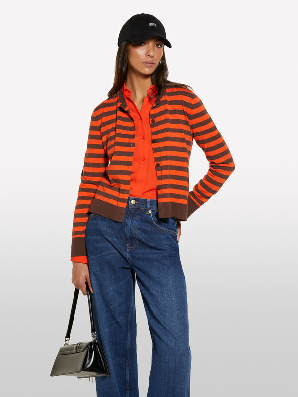 Cardigan a righe arancioni e marroni - cardigan da donna | Sisley