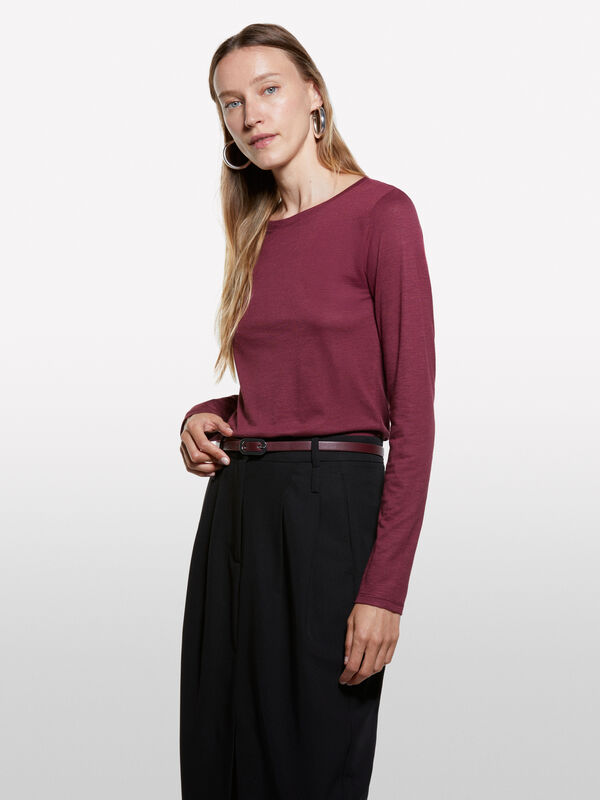T-shirt bordeaux a maniche lunghe - t-shirt a manica lunga da donna | Sisley