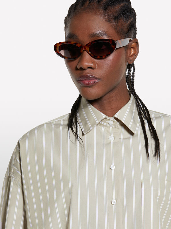 Camicia over a righe verde - camicie da donna | Sisley