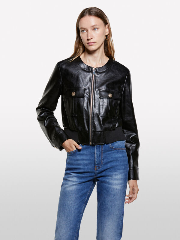 Giacca cropped nera vintage - giacche e giubbotti da donna | Sisley