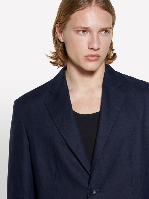 Blazer blu scuro 100% lino - blazer da uomo | Sisley