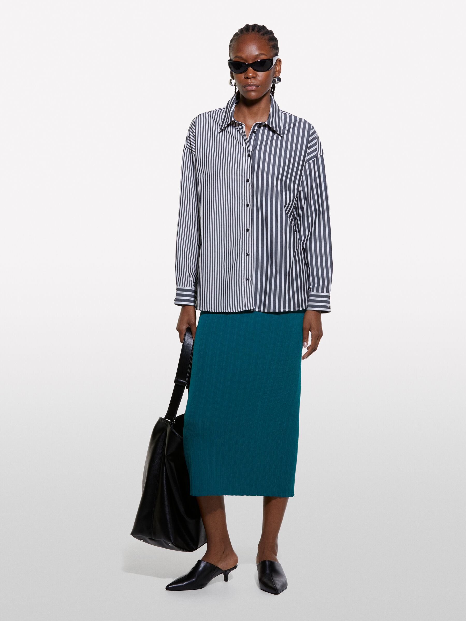 Gonna midi verde ottanio in maglia Verde Ottanio Sisley