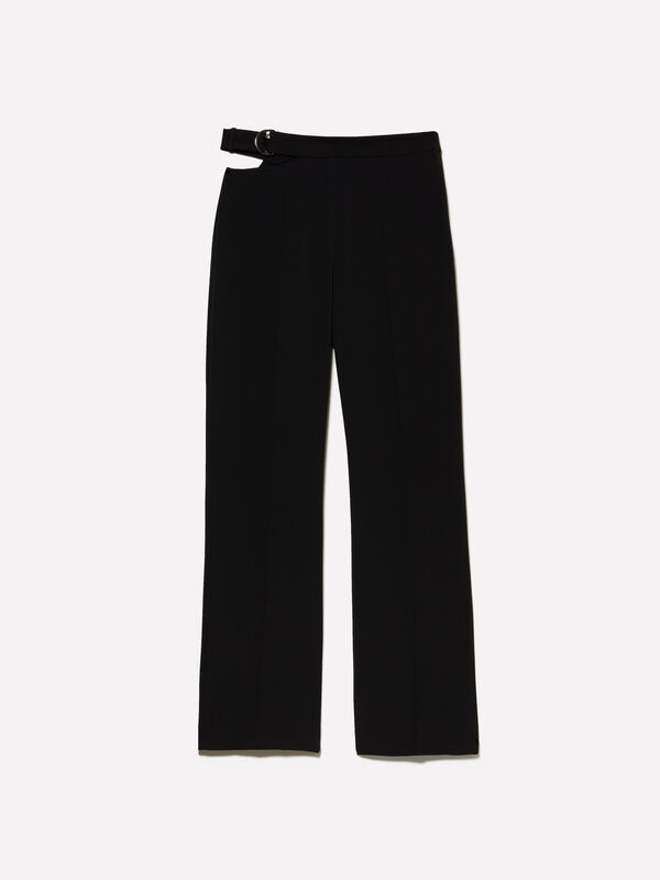 Pantaloni neri con catena - pantaloni slim-fit da donna | Sisley