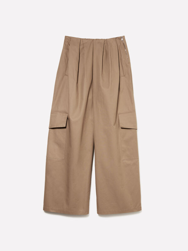 Pantaloni cargo beige con pieghe - pantaloni joggers da donna | Sisley