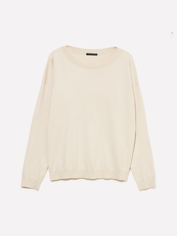 Maglia beige con scollo a barca - maglie scollo a barchetta da donna | Sisley