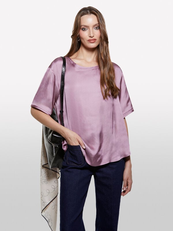 Blusa malva over fit in satin - bluse da donna | Sisley