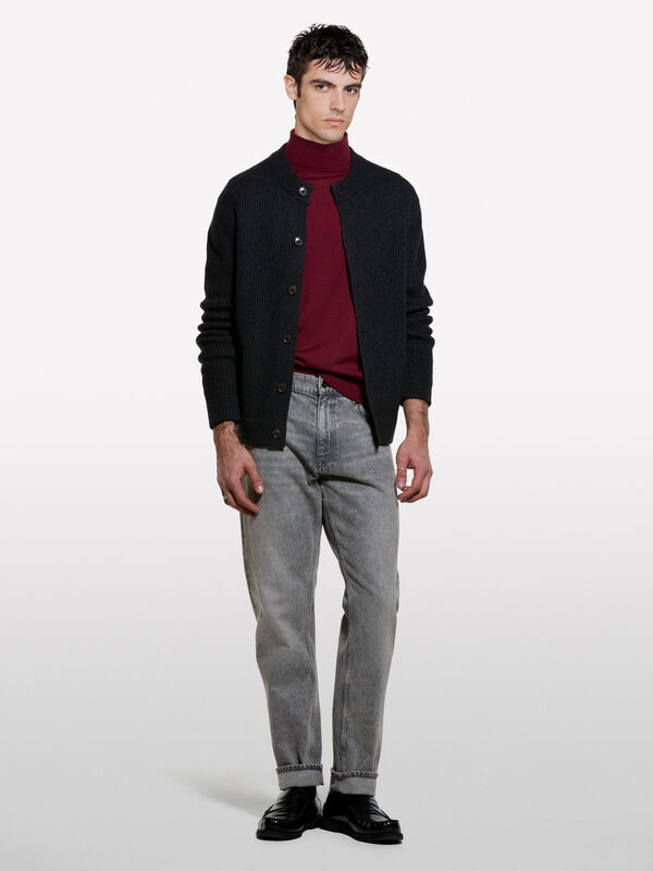 Maglia rosso granato con collo alto - maglie collo alto da uomo | Sisley