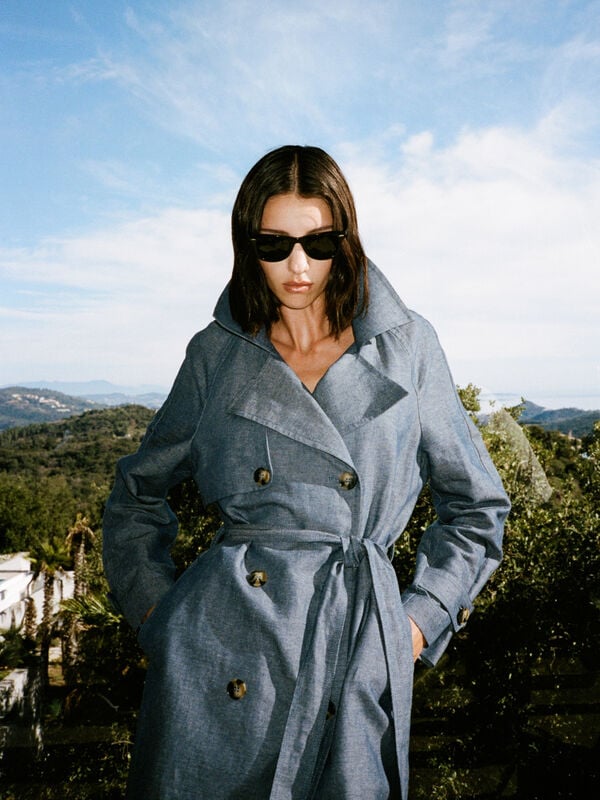 Trench doppiopetto effetto denim - trench e impermeabili da donna | Sisley