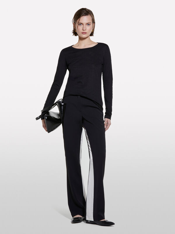 T-shirt nera a maniche lunghe - t-shirt a manica lunga da donna | Sisley