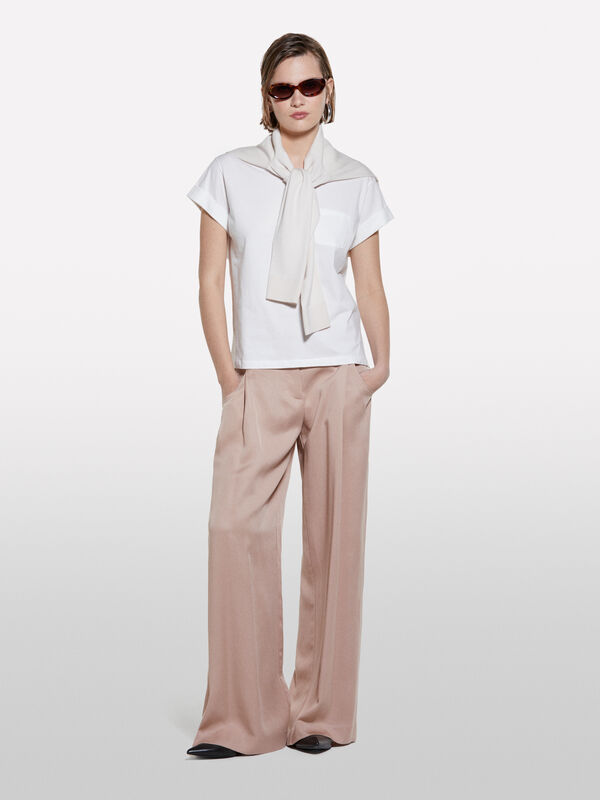 T-shirt bianca con taschino - t-shirt a manica corta da donna | Sisley