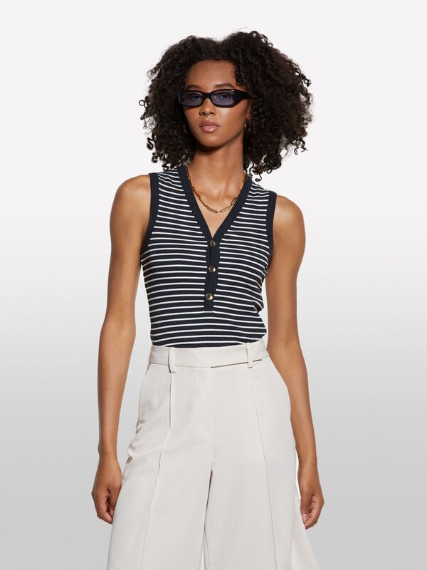 Top a righe con bottoni - top da donna | Sisley
