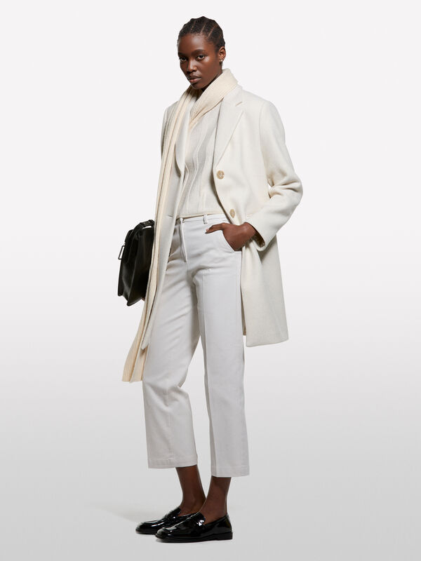 Maglia bianco panna con inserti in lurex - maglie collo alto da donna | Sisley