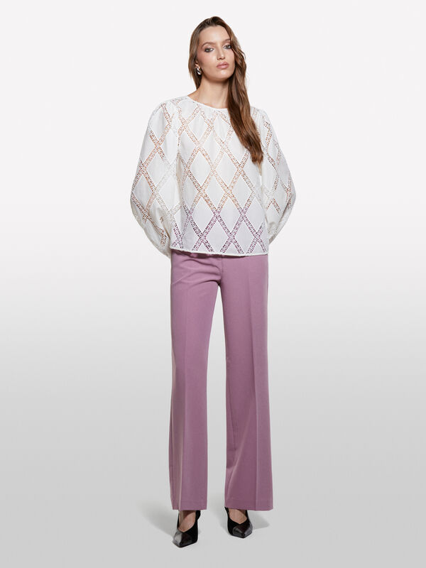 Blusa bianco panna con merletto - bluse da donna | Sisley