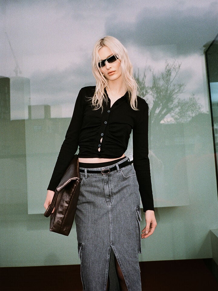 Outfit Gonna Gonna Jeans Chiara Chiara Ferragni Light Denim Eye