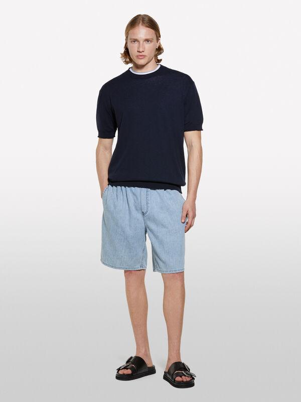 Bermuda di jeans chiaro relaxed fit - jeans shorts da uomo | Sisley