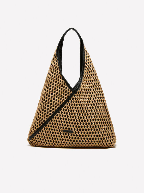 Maxi borsa beige effetto crochet  - borse tote bag da donna | Sisley