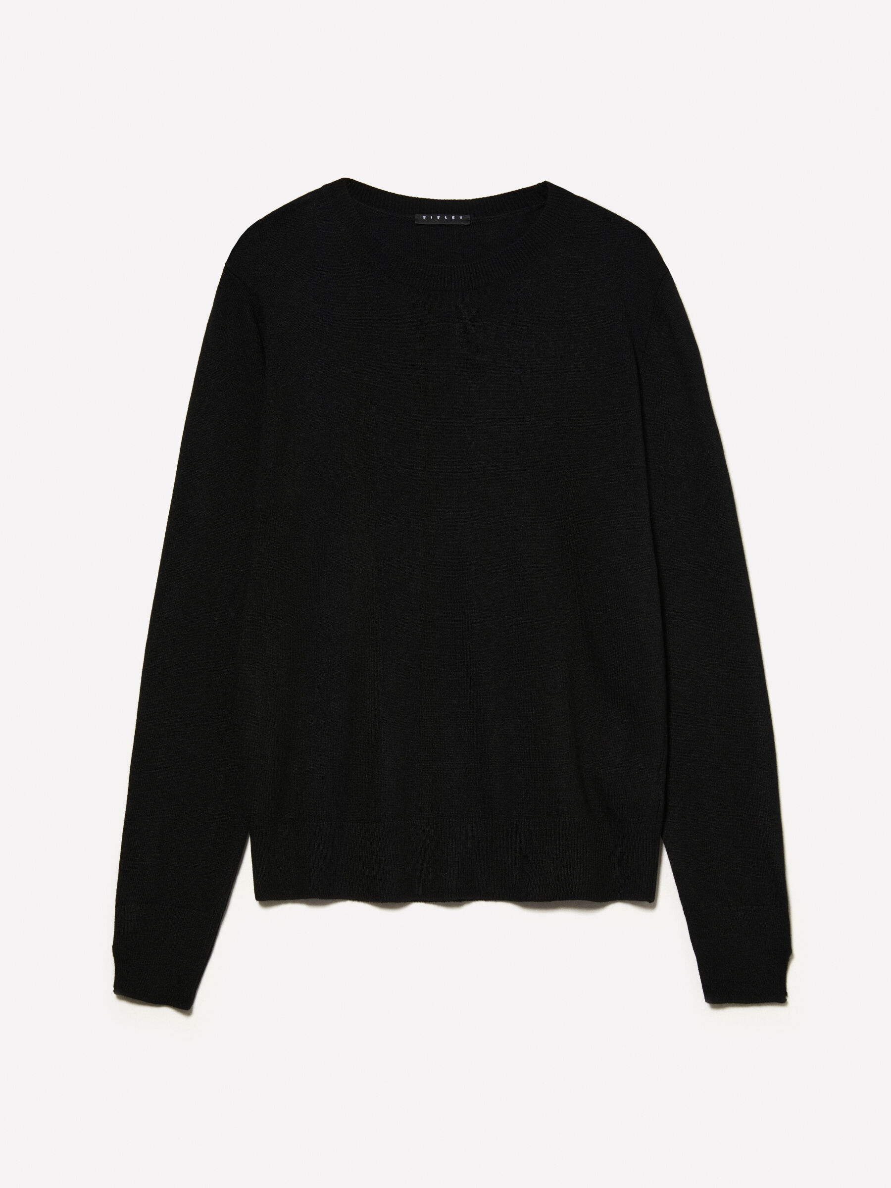 Maglia girocollo regular fit nera Nero Sisley