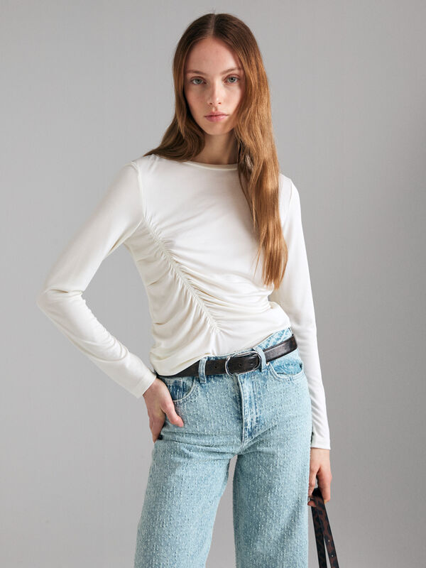 Maglietta con arriccio - t-shirt a manica lunga da donna | Sisley