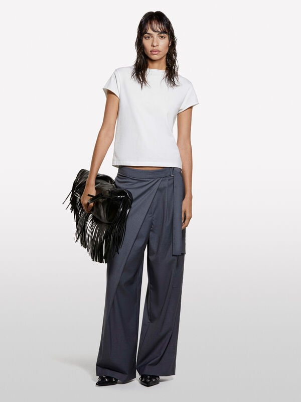 T-shirt bianca con collo halter T-shirt bianca con collo halter - t-shirt a manica corta da donna | Sisley