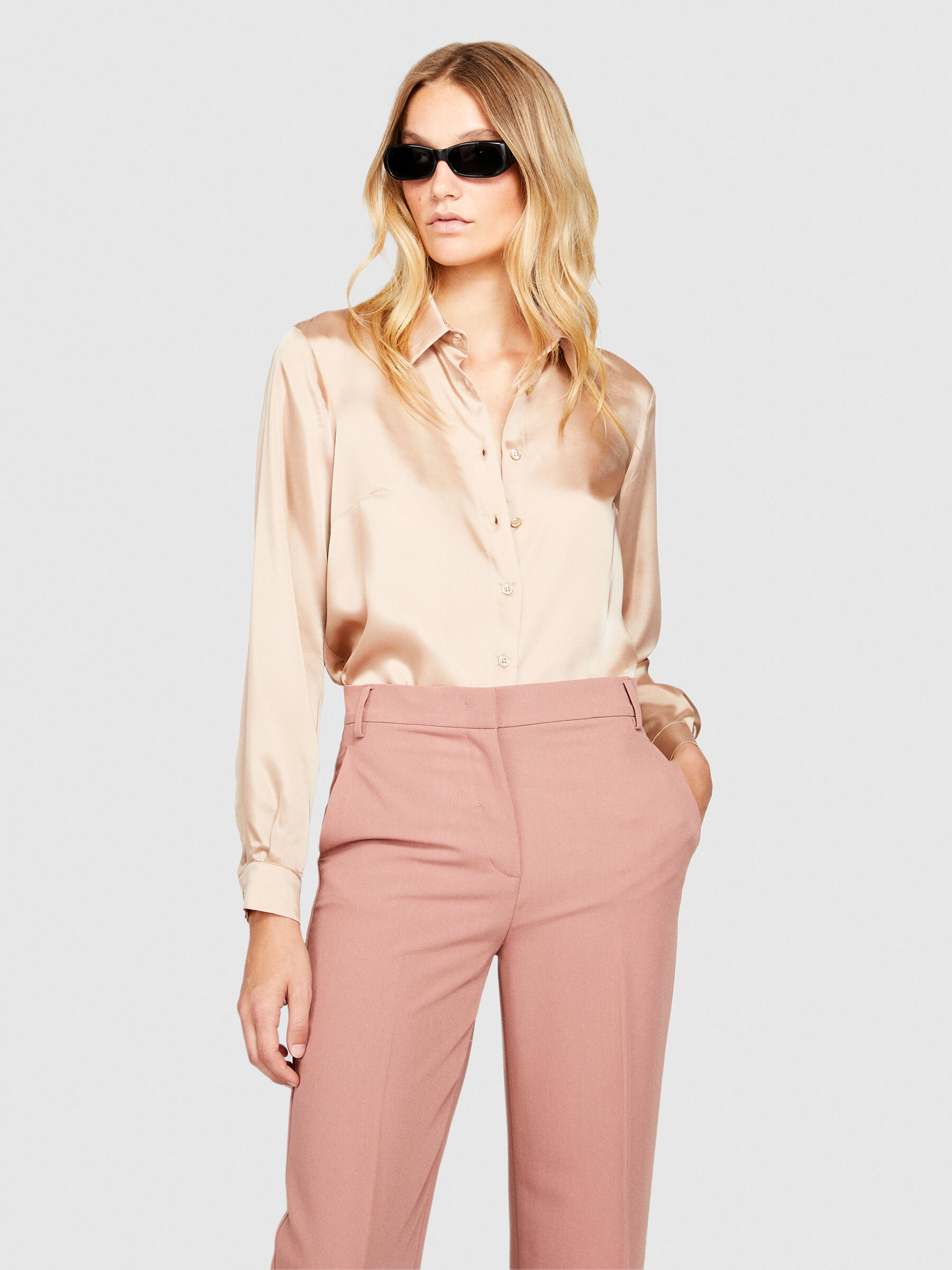 Camicia in raso Beige Donna Sisley