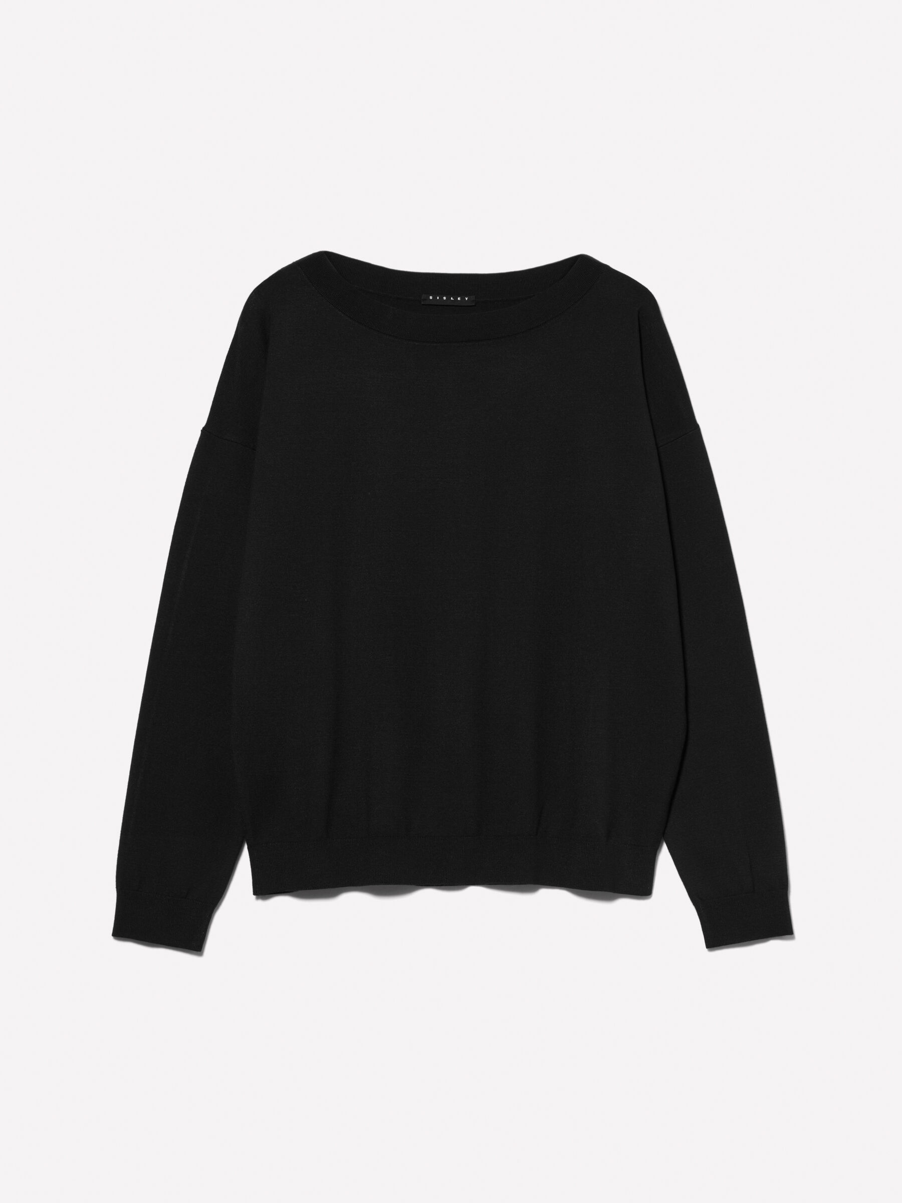 Maglia nera scollo a barca shop