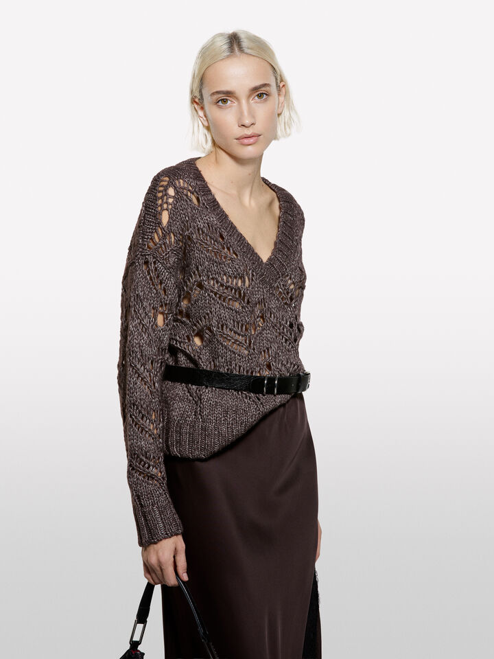 MAGLIA SCOLLO V M/L Donna