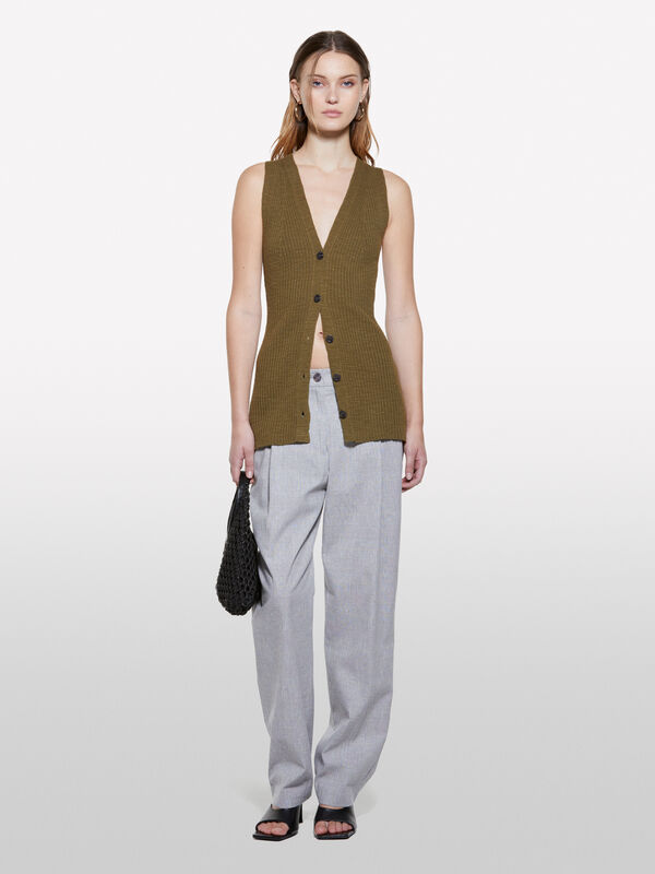 Gilet verde militare in maglia Gilet verde militare in maglia - top da donna | Sisley