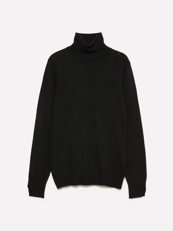 Maglia dolcevita nera - maglie collo alto da donna | Sisley