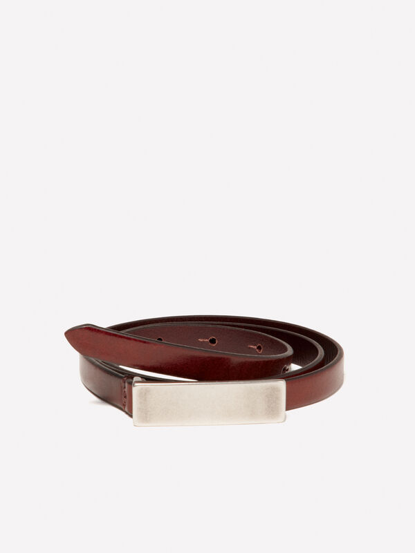 Cintura sottile in pelle marrone - cinture da donna | Sisley