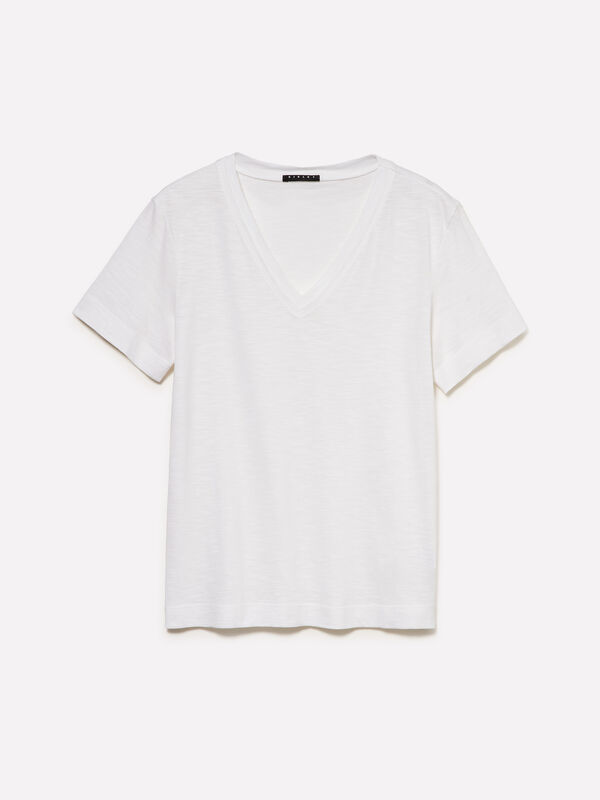 T-shirt scollo a V - t-shirt a manica corta da donna | Sisley