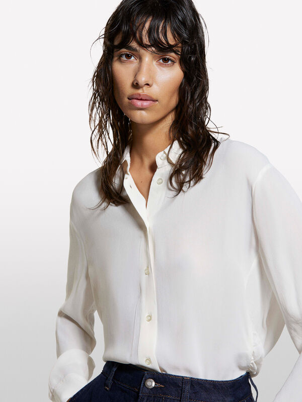 Camicia over fit bianco crema - camicie da donna | Sisley