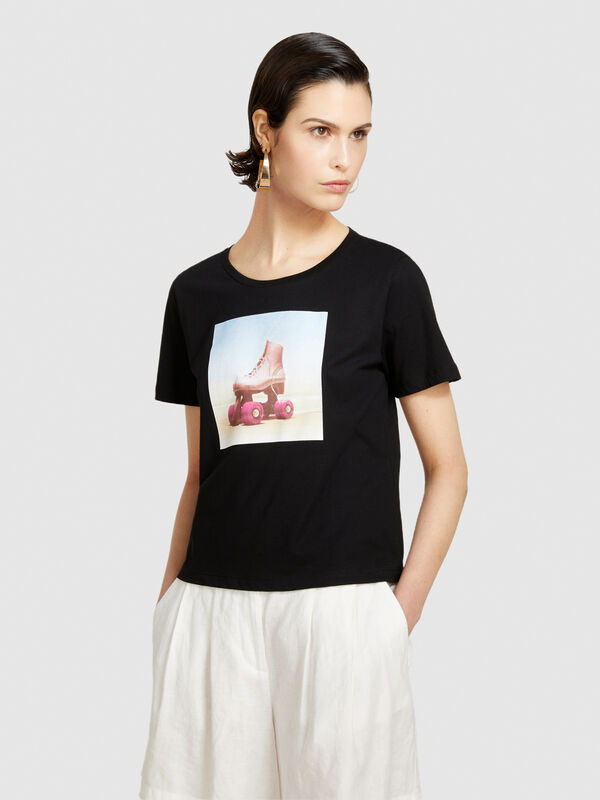 T-shirt con stampa fotografica - t-shirt a manica corta da donna | Sisley