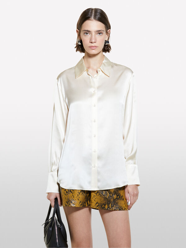 Camicia bianco panna 100% seta - camicie da donna | Sisley