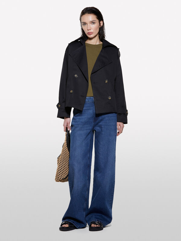 Trench corto nero - trench e impermeabili da donna | Sisley
