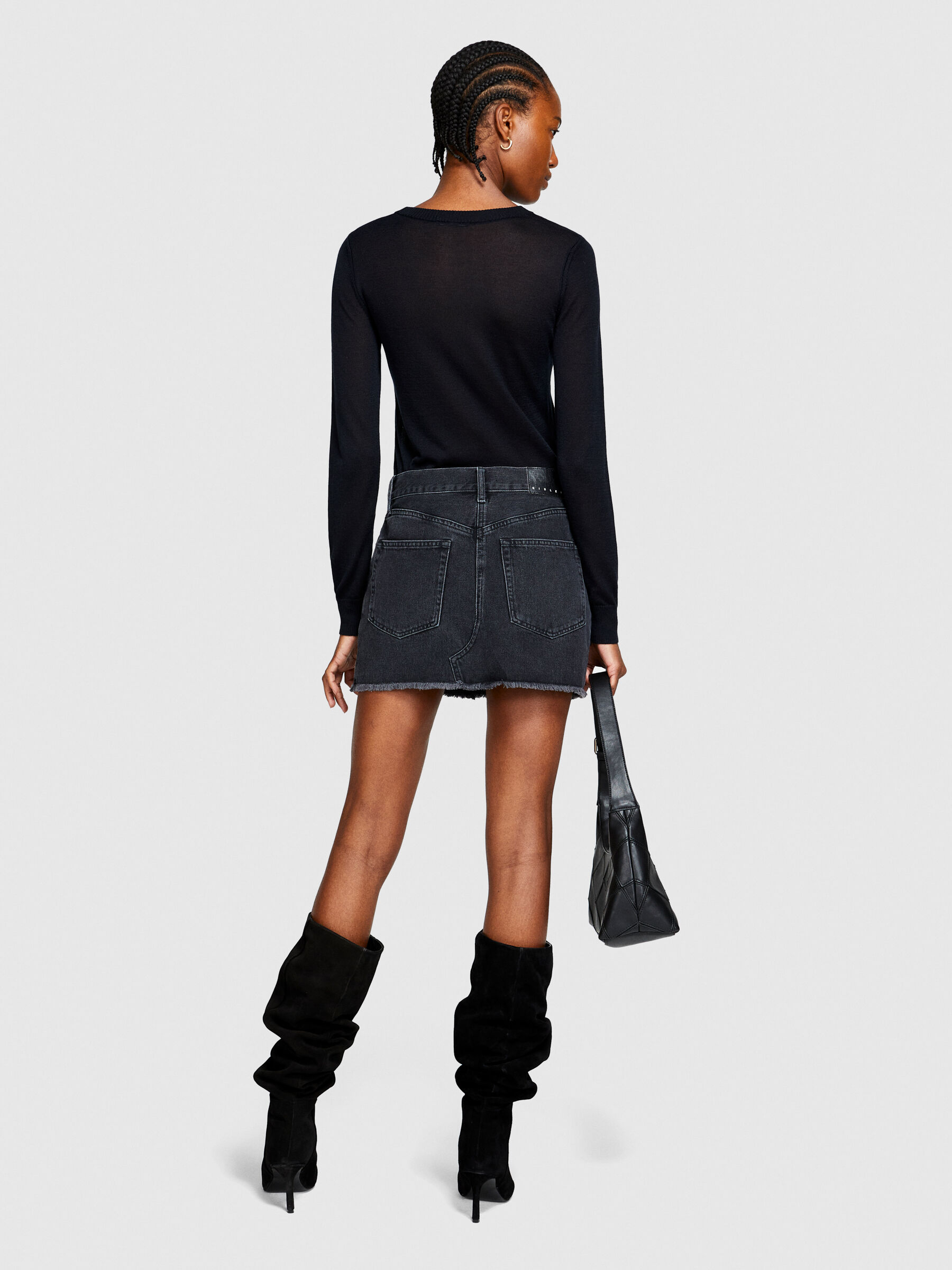Minigonna di jeans Nero Donna Sisley