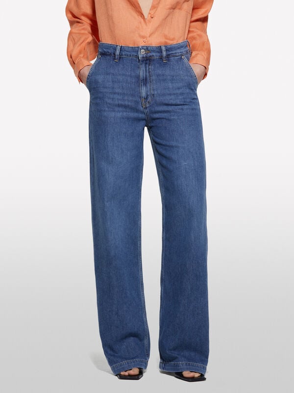 Jeans wide fit scuro - jeans palazzo da donna | Sisley