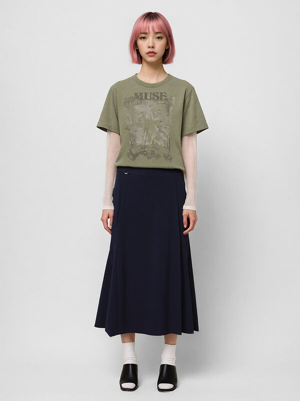 T-shirt  verde militare con maniche in pizzo - sisley k  t shirt manica lunga | Sisley K