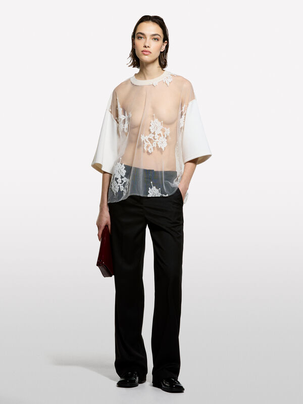 Pantaloni dritti neri - pantaloni a vita alta da donna | Sisley