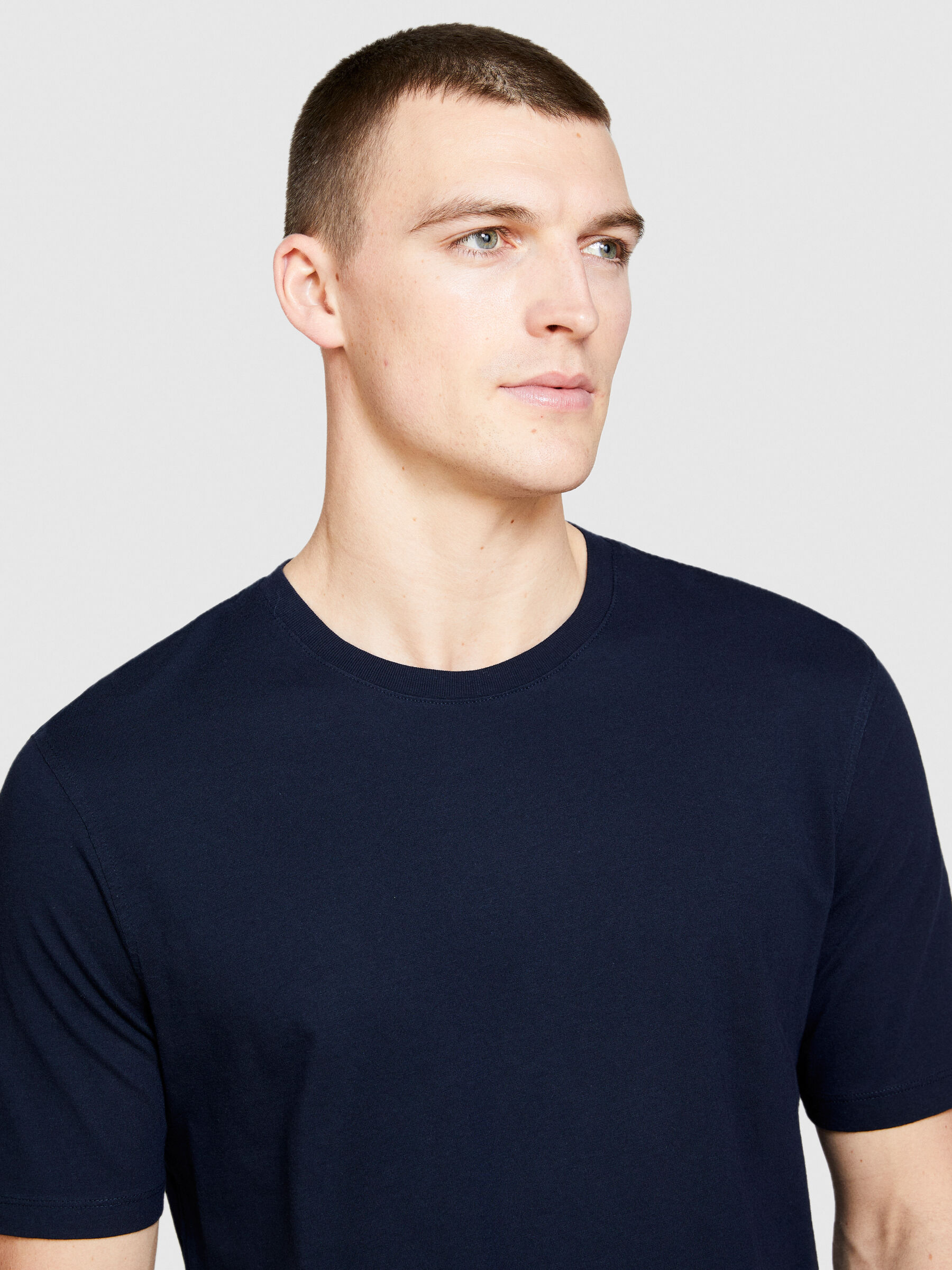 T shirt tinta unita Blu Scuro Uomo Sisley