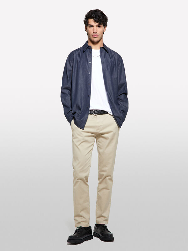 Pantaloni chino slim fit beige scuro - pantaloni slim da uomo | Sisley