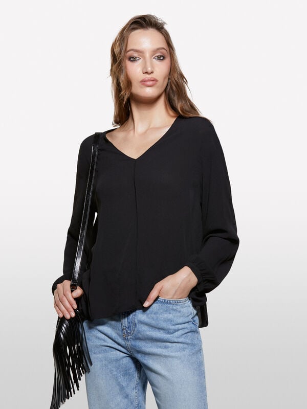 Blusa over fit nera - bluse da donna | Sisley