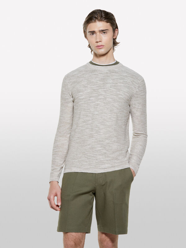 Maglia mélange beige chiaro - maglie girocollo da uomo | Sisley