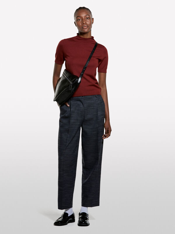 Maglia rosso mattone a mezze maniche - maglie collo alto da donna | Sisley